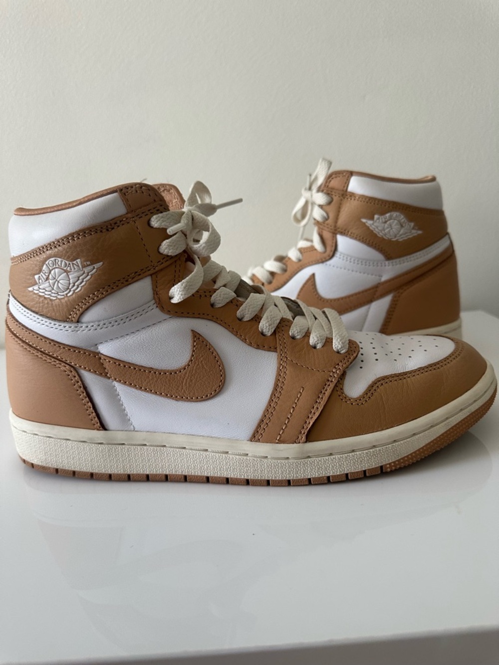 Jordan Air Jordan 1 High White and Tan Sneakers